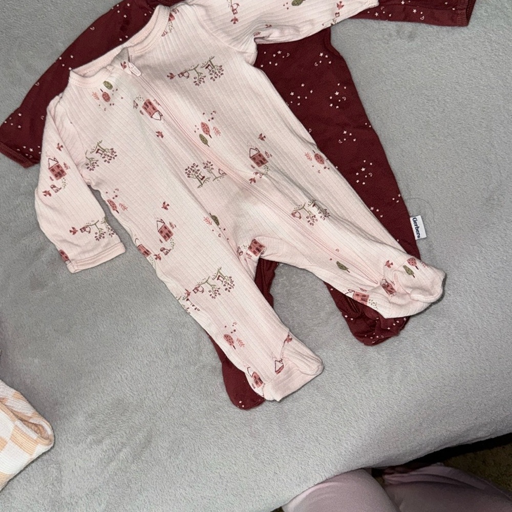 Gerber Footed Pajamas - Cream and Red